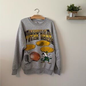 Vintage Notre Dame Graphic Crewneck Sweater - Gray Size Large
